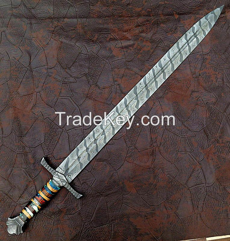 Custom Handmade Damascus Steel Viking Sword