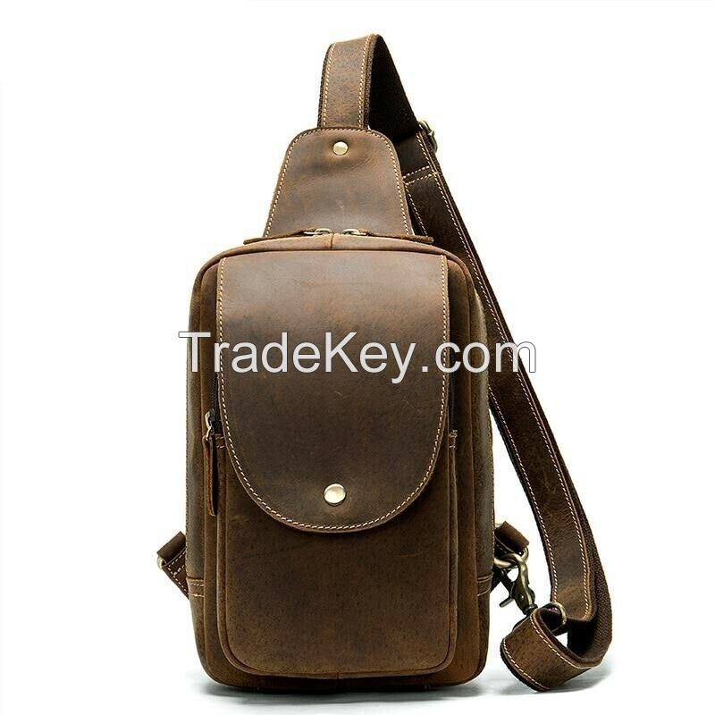 Chest Bag Genuine Leather Sling Messenger Crossbody Vintage Designer Handbags