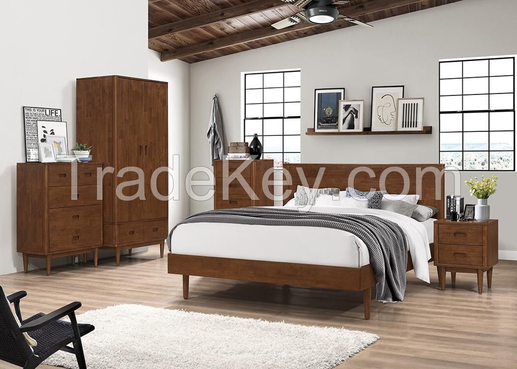Solid Rubber Wood Bedroom Set Furniture ERD1075