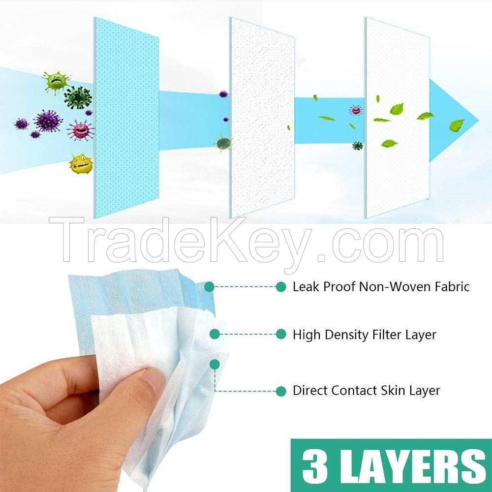 in stock anti-virus non woven disposable anti-dust 3 Ply earloop blue medical face mask manufacturer non N95