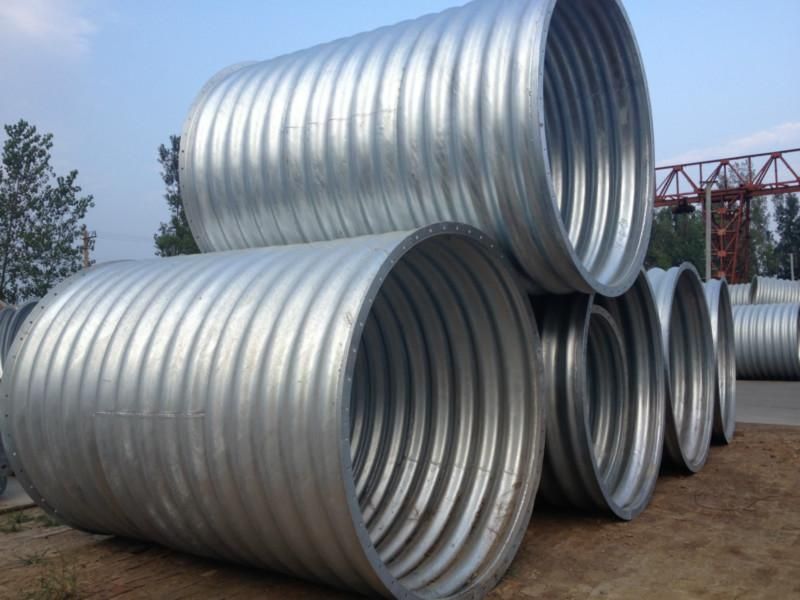 Corrugated steel metal culvert pipe