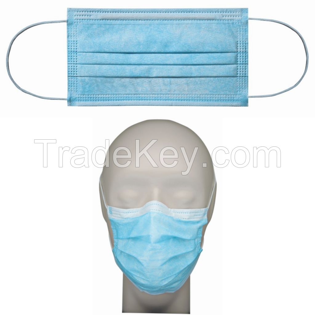 Blue Earloop Non Woven Medical 3 ply Disposable Surgical Face Mask Custom printed Meicos Surgical Mask