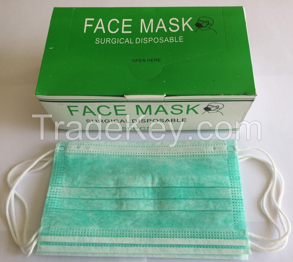 High quality ballistic antiviral beauty surgical  medical nonwoven 3ply disposable face mask with ear loops