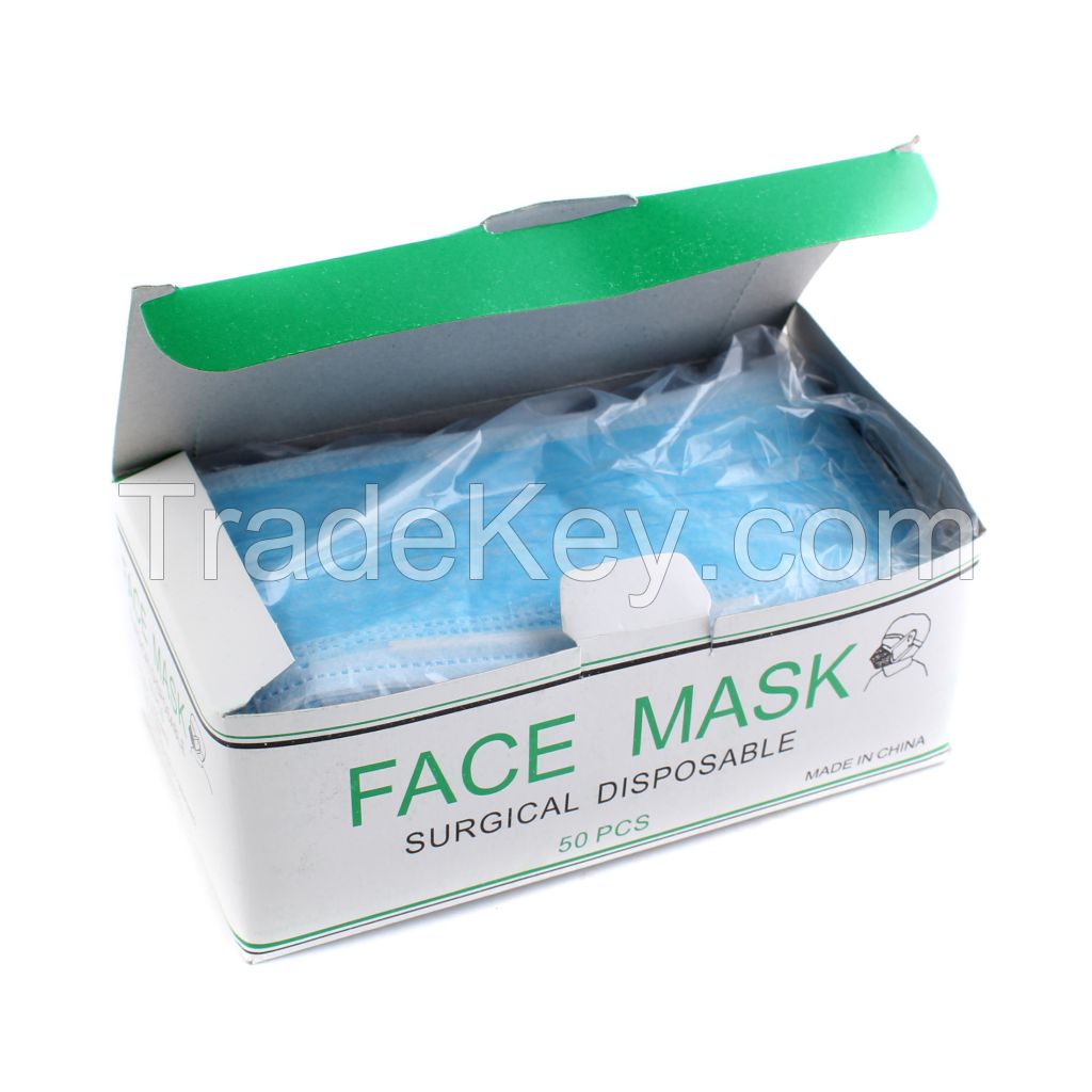 Cheapest China disposable mask manufacturer 3 ply breathable blue non-woven surgical face mask