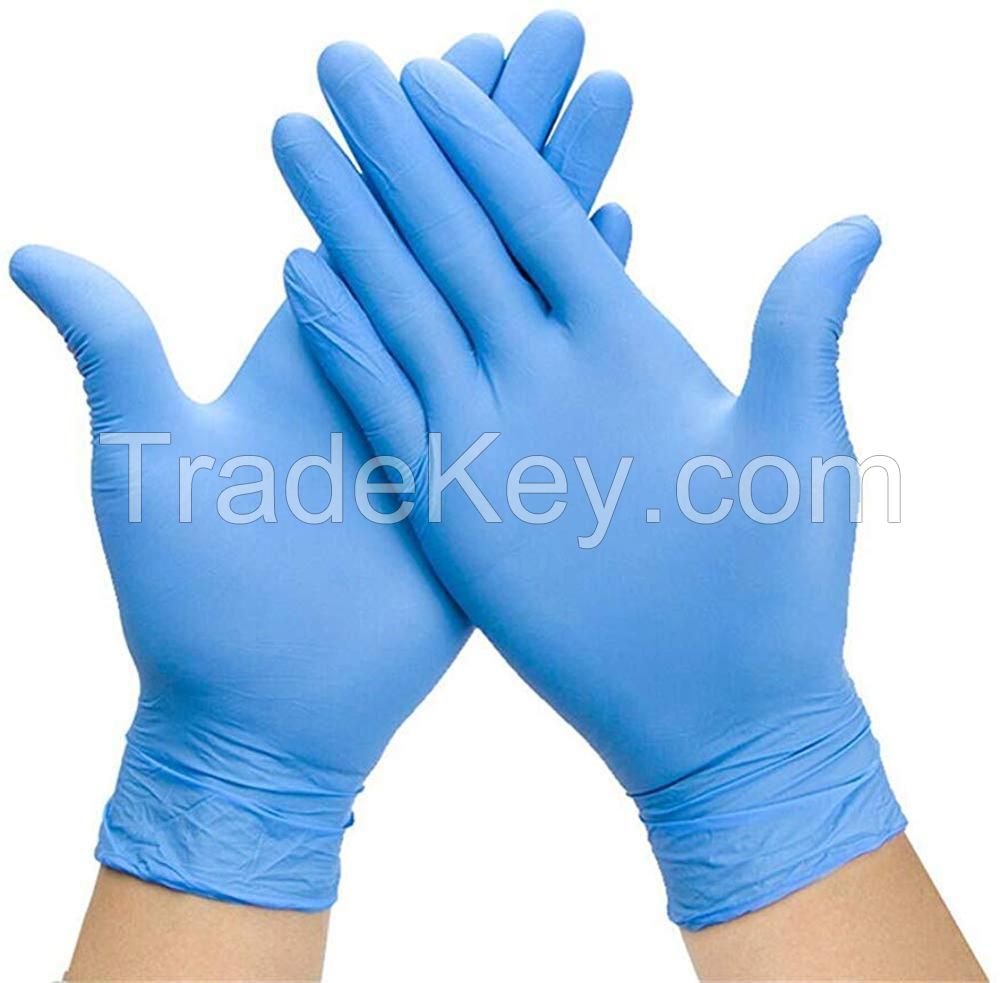 Disposable Nitrile Gloves- 100 Count -Rubber Latex Free, Exam Grade, Examination - Cool Blue (Large)