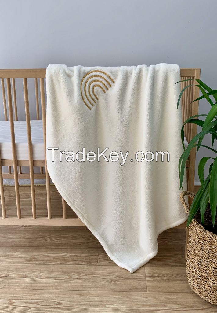 Embroidered Plush Baby Blanket