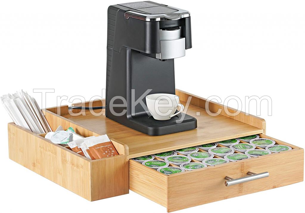 Bamboo 64 Coffee Pod Drawer Tassimo Pod Compatible Coffee Machine Stand Pod Drawer Dispenser Kitchen Storage