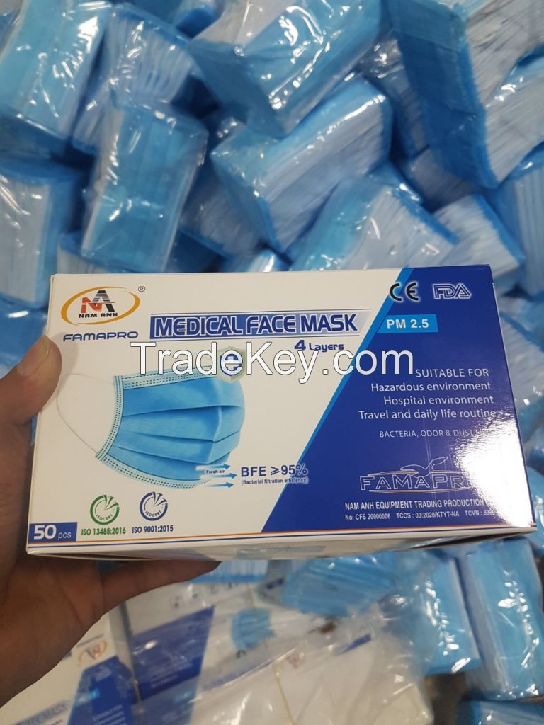 CE FDA DISPOSABLE MEDICAL 4 PLY SURGICAL MASK VIETNAM PRODUCTION