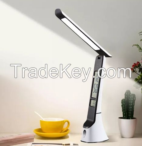 Rechargeable LED 5w table lamp with calendar, temp. alarm night light