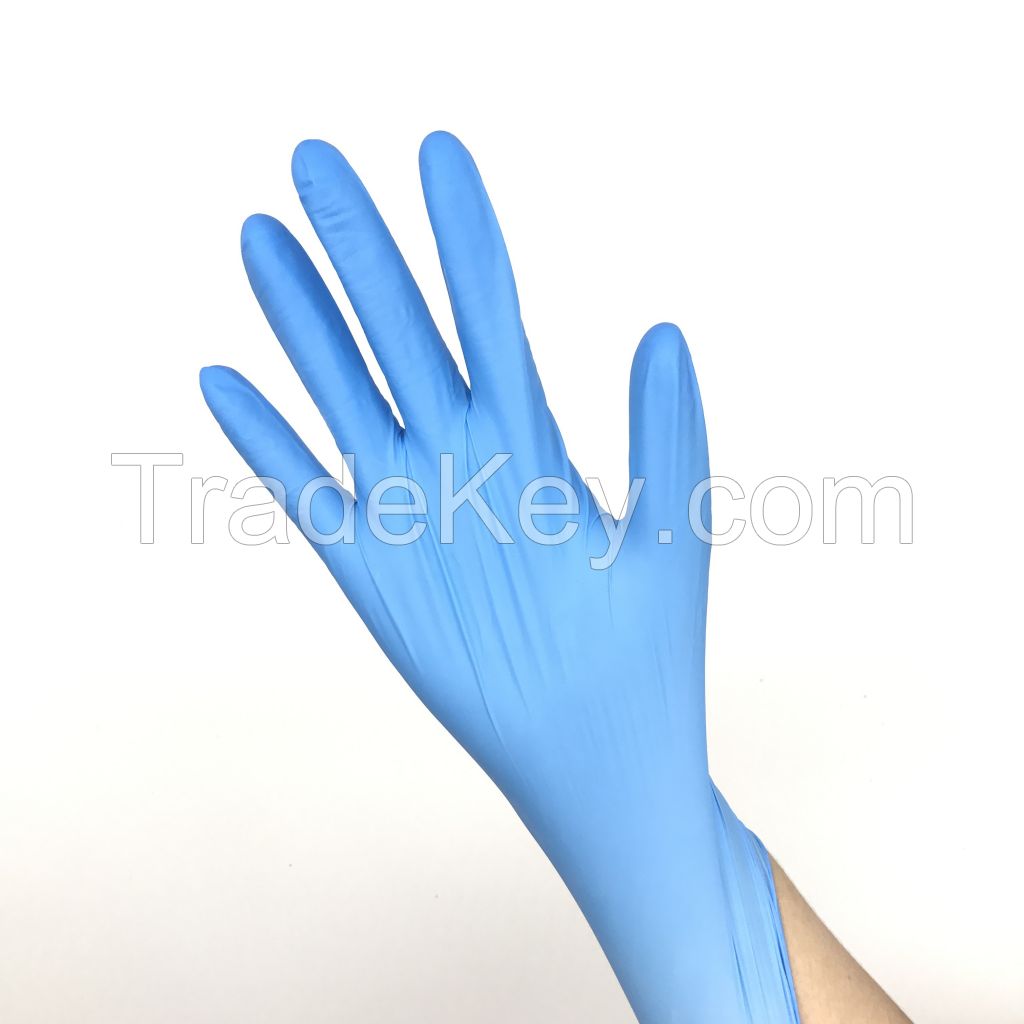 Wholesale Blue Powder Free Nitrile Gloves Safe Disposable NItrile Examination Gloves 100pcs