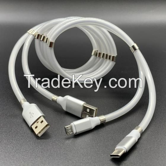 Auto Magnetic Charging Data USB Cable Self Winding