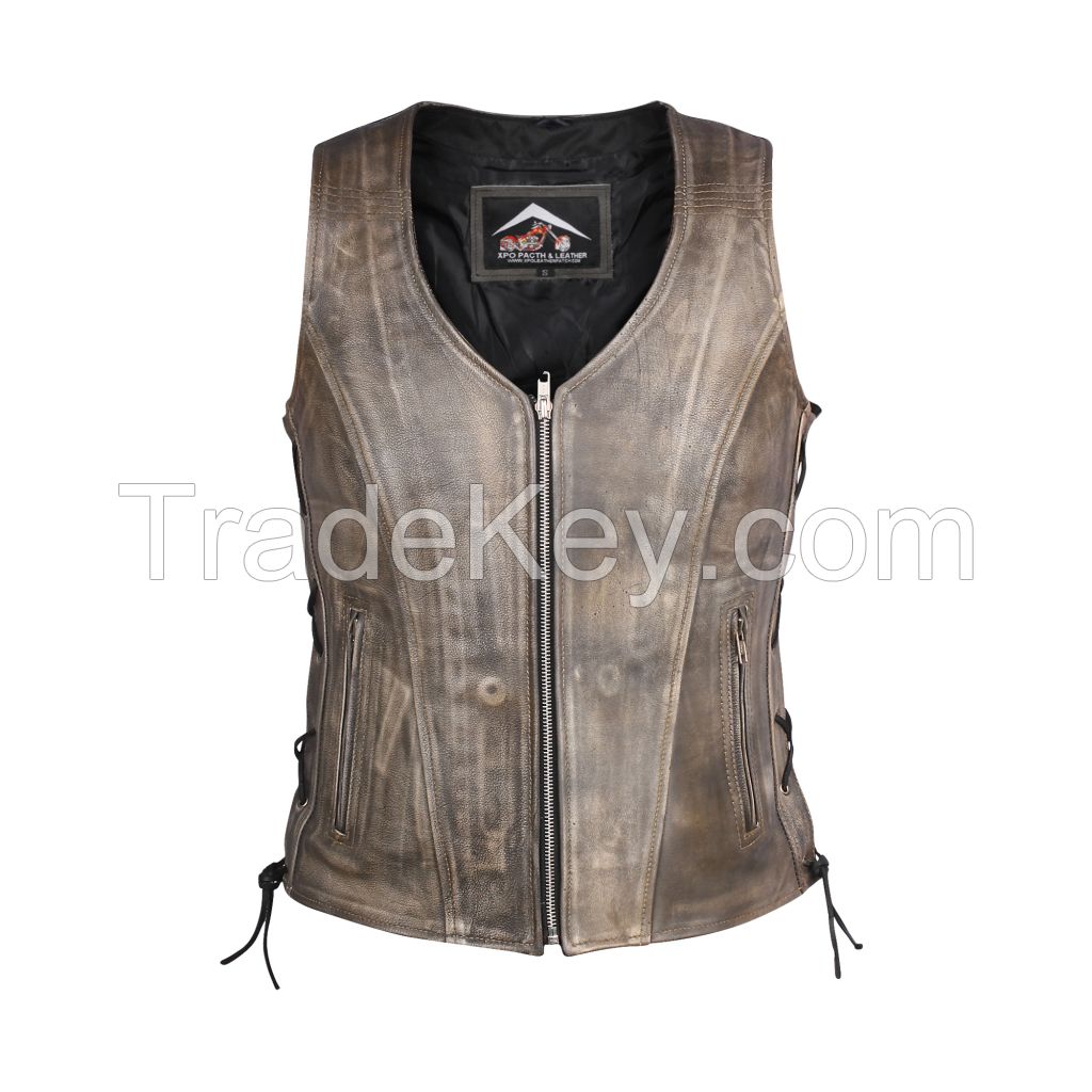 Ladies motorbike leather vest