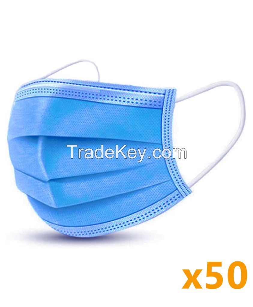 MANUFACTURER AND SUPPLIER OF DISPOSABLE 3PLY PROTECTIVE FACE MASK WITH EARLOOP AND MELTBLOWN FILTER MANUFACTURER