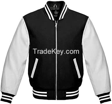 Leather wool jacket varsity style