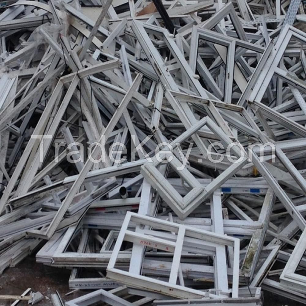 Recycled UPVC pipe scrap and PVC window profile chips white and grey color