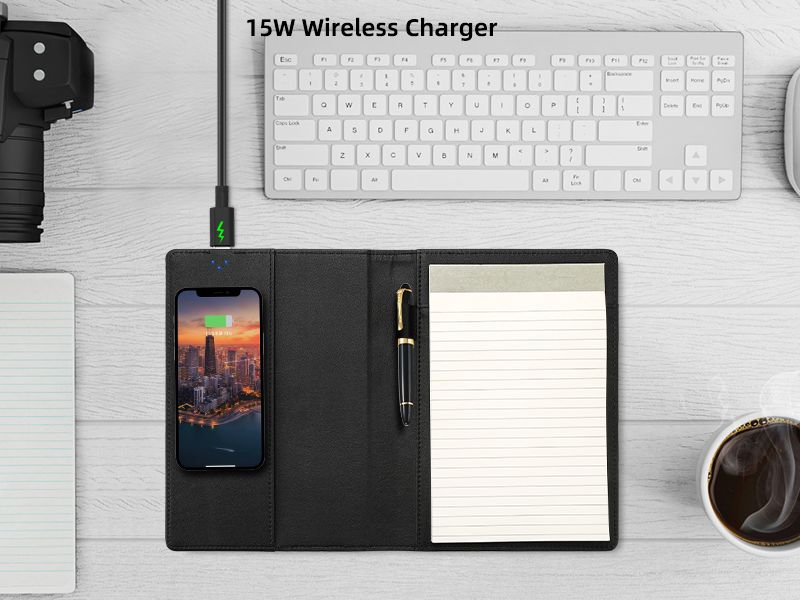 Custom Hardcover H5 Power Bank Wireless Charger Notebook Smart Diary Notebook