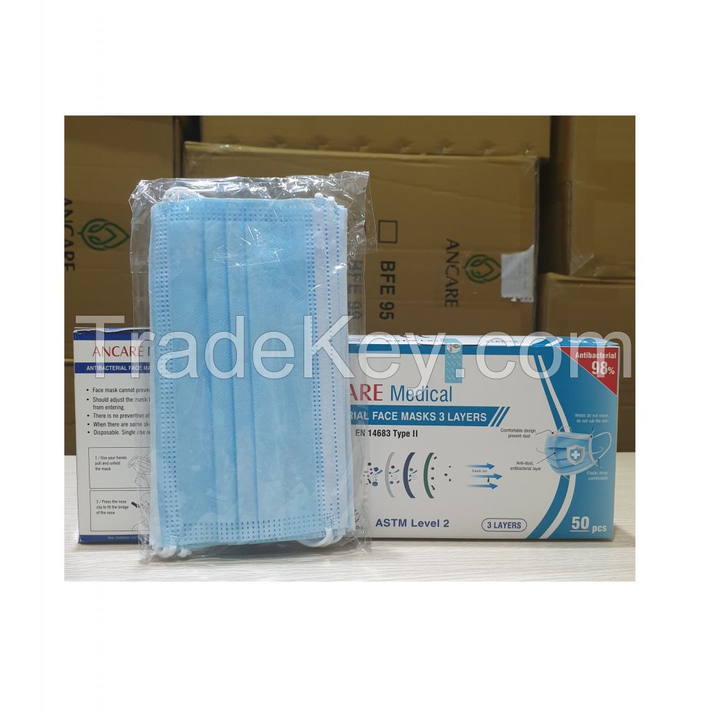 3 PLYS DISPOSABLE FACE MA_SK - ASTM LEVEL 3 -  EN 14683 TYPE IIR -  ANCARE