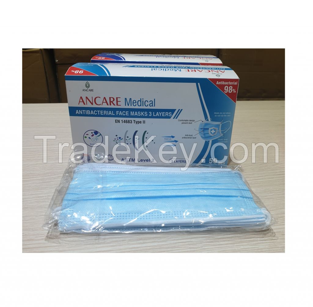 3 PLYS DISPOSABLE FACE MA_SK - ASTM LEVEL 3 -  EN 14683 TYPE IIR - 99% ANCARE