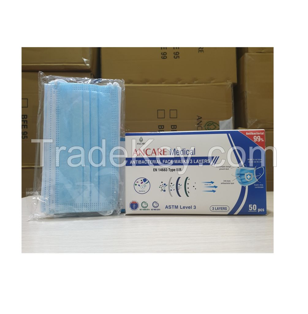 3 PLYS DISPOSABLE FACE MASK - LEVEL 3 ASTM - TYPE IIR EN 14683_ ANCARE VN