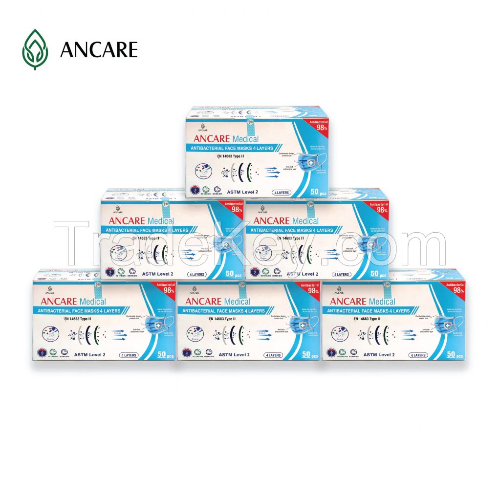 4 PLY DISPOSABLE FACE MASK - LEVEL 3 ASTM - TYPE II R (EN 14683) - 99% - FROM VIETNAM