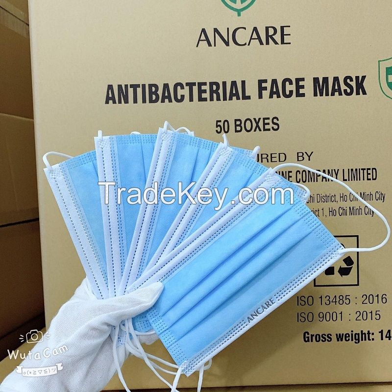 Premium 3 ply Disposable Face Mask CE approved Level 3 Type IIR Made in Vietnam Ancare Brand
