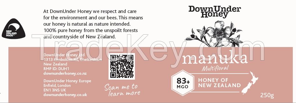 Manuka honey New Zealand MGO 83+