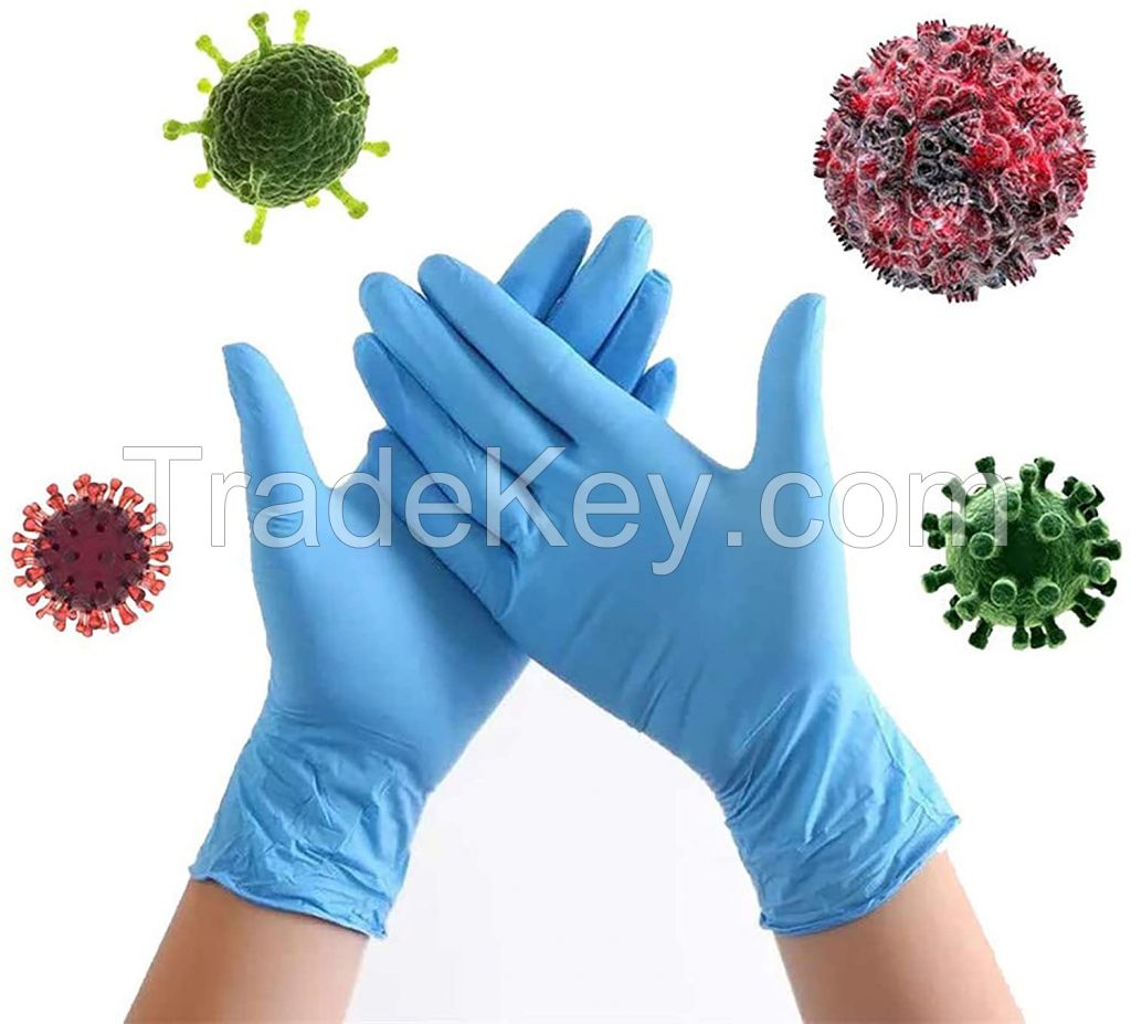 Acid disposable blue nitrile coated glove thicken powder-free nitrile examination glove manufacturers