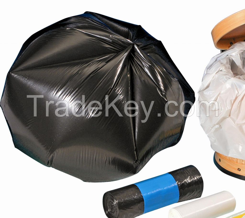 Black heavy duty garbage bag on roll with star seal bottom made in Vietnam