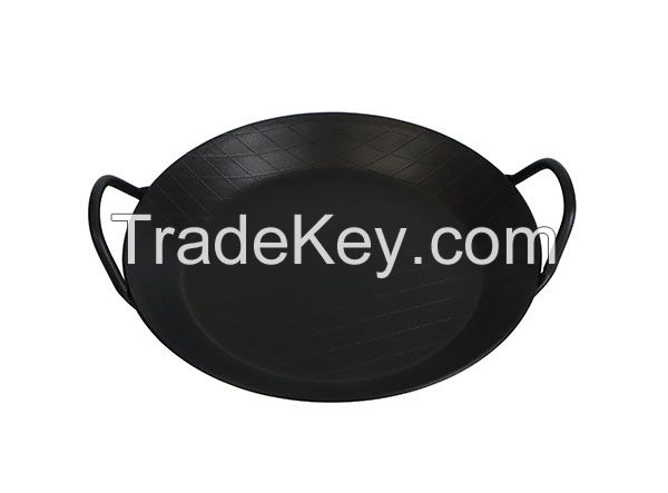 Custom Made Twill Carbon Steel Paella Pan with Double Handles