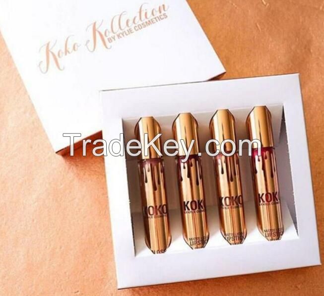 Makeup Cosmetics New Arrival Birthday Limited Edition Kylie Koko Kollection Lip Kit Golden 4 Colors 4PCS/Set Lipsticks Matte Lip Gloss Long Lasting Waterproof