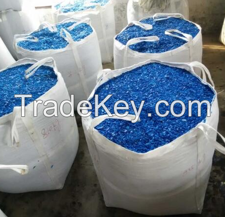 buy Clean Recycled HDPE blue drum plastic scraps, blue HDPE