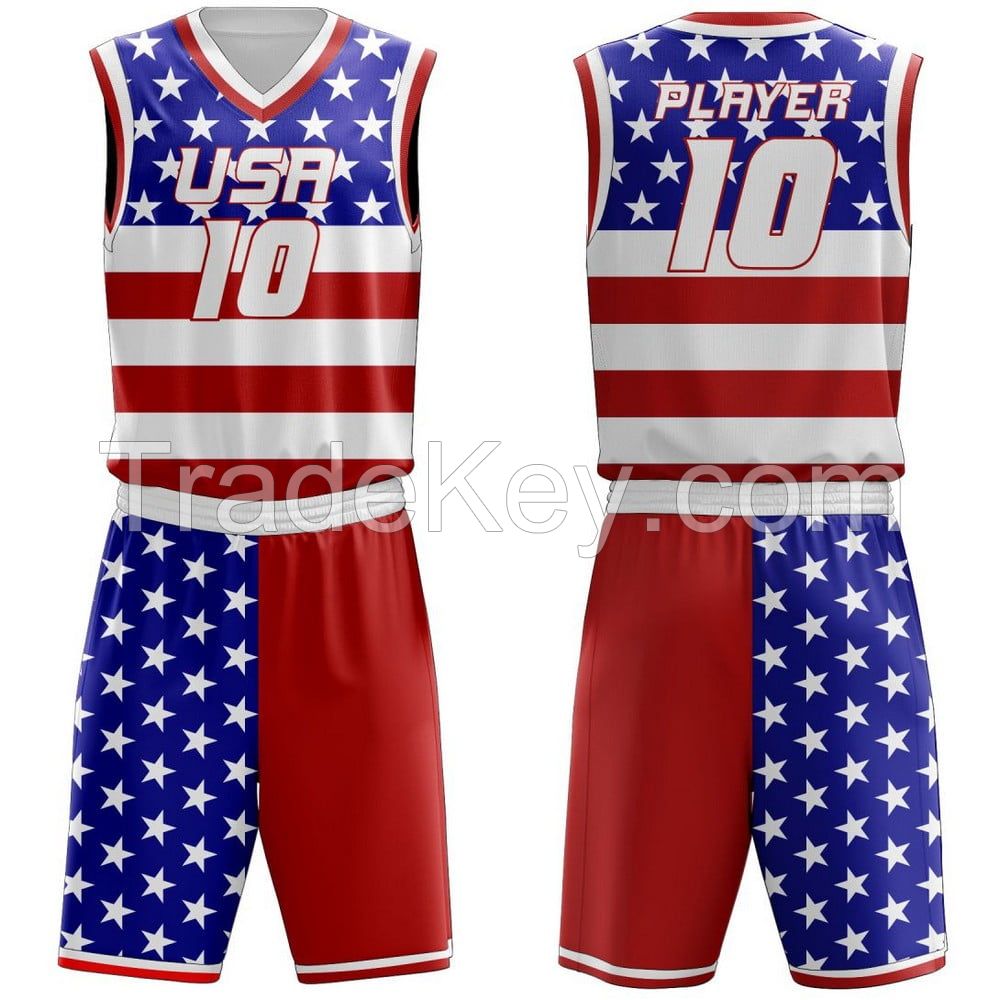 Customized basketball uniforms with player's names and numbers