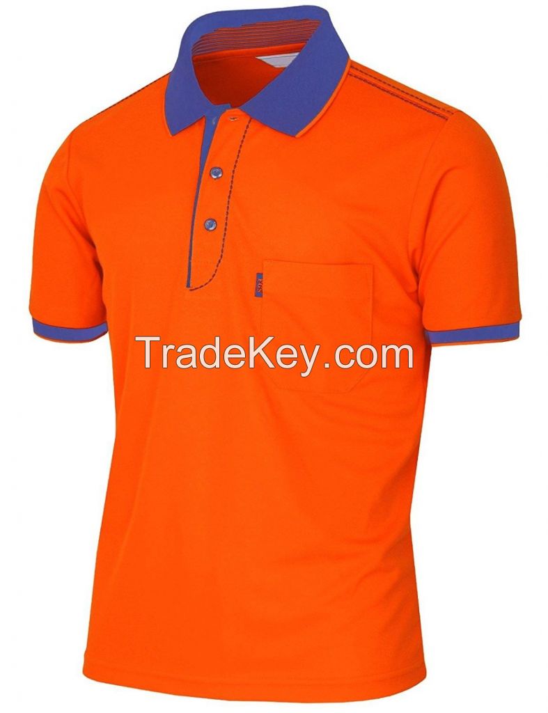 Men's Multi Color Collar Pique Short Sleeve Polo T-Shirt
