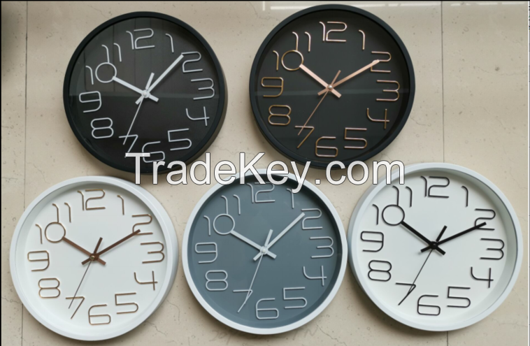 easy to read modern design plastic classic quartz wall clock for home decoration