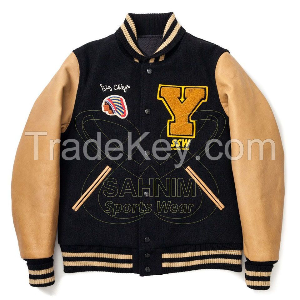 Custom Jacket Varsity 2021 Wholesale, Men Custom Cotton Fleece Baseball Jacket