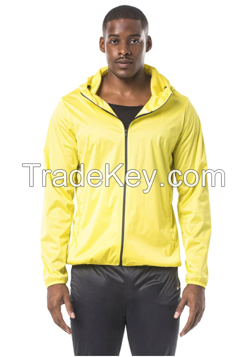 MUMUSK MEN HOTMELT COATED HOODIE SAUNA JACKET YELLOW