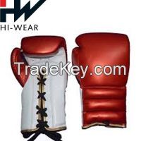 Laces up shining leather Boxing Gloves