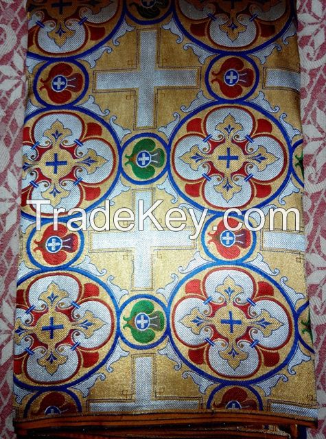 HAND MADE CROSS BROCADES FABRIC FOR PRIEST VESTMENT
