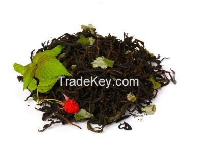 Ivan-tea with a raspberry leaf