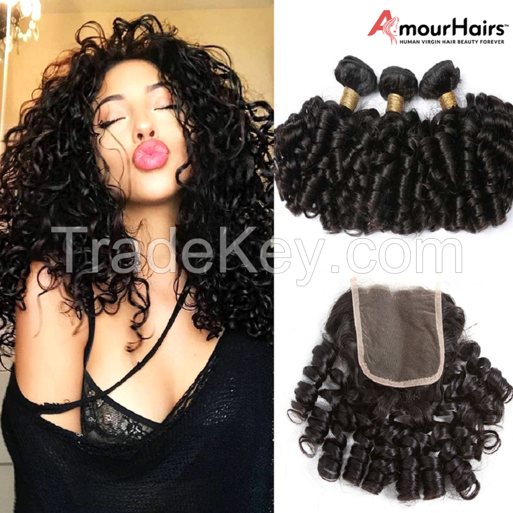 Weave Natural Black Bouncy Curly 1B 1B  -Amour Hair