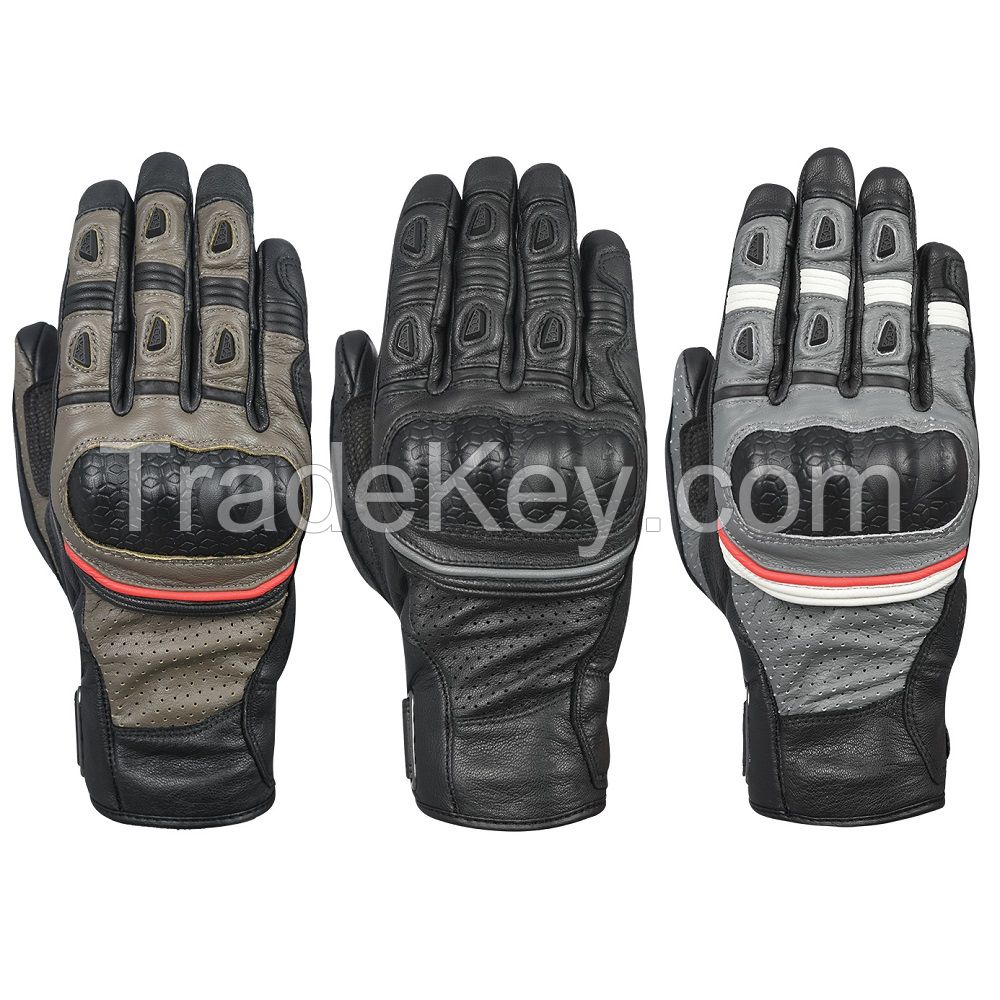 Motorbike Gloves Made of Cow / Goat Skin Leather