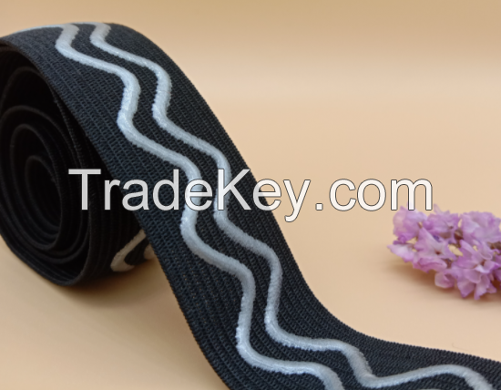 Band Colorful Thick Elastic Tape with Metallic Woven Webbing