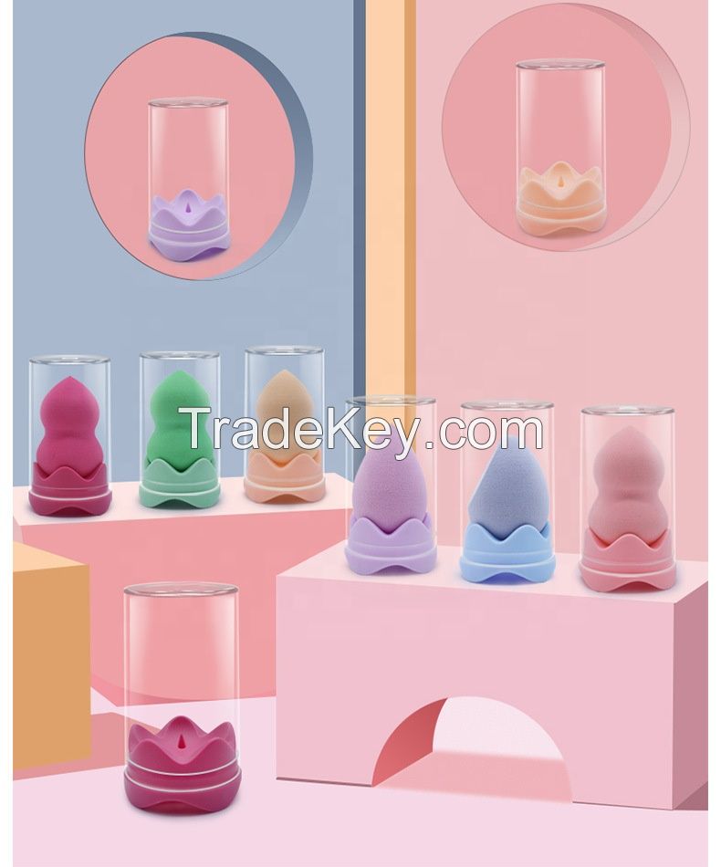 HDI Wholesale beauty makeup blender sponge egg set with packaging beter makeup sponge with handle