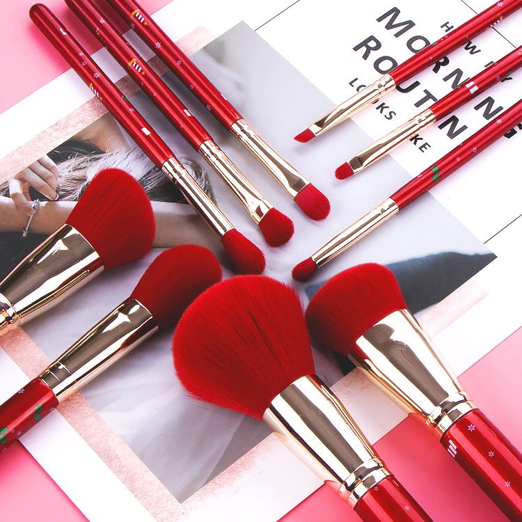 Red makeup brush set professional makeup brush kit makeup brush set vegan