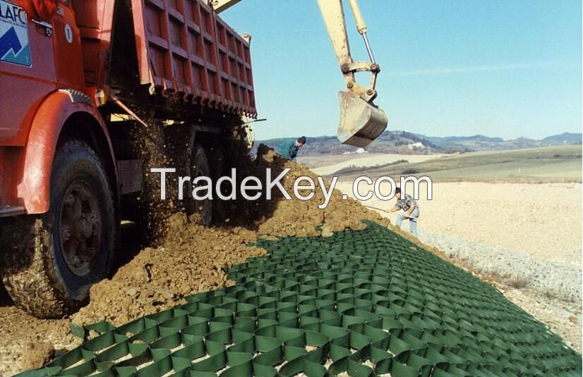 150mm high textured surface HDPE Geomallas system for roadbed, retaining wall slope protection