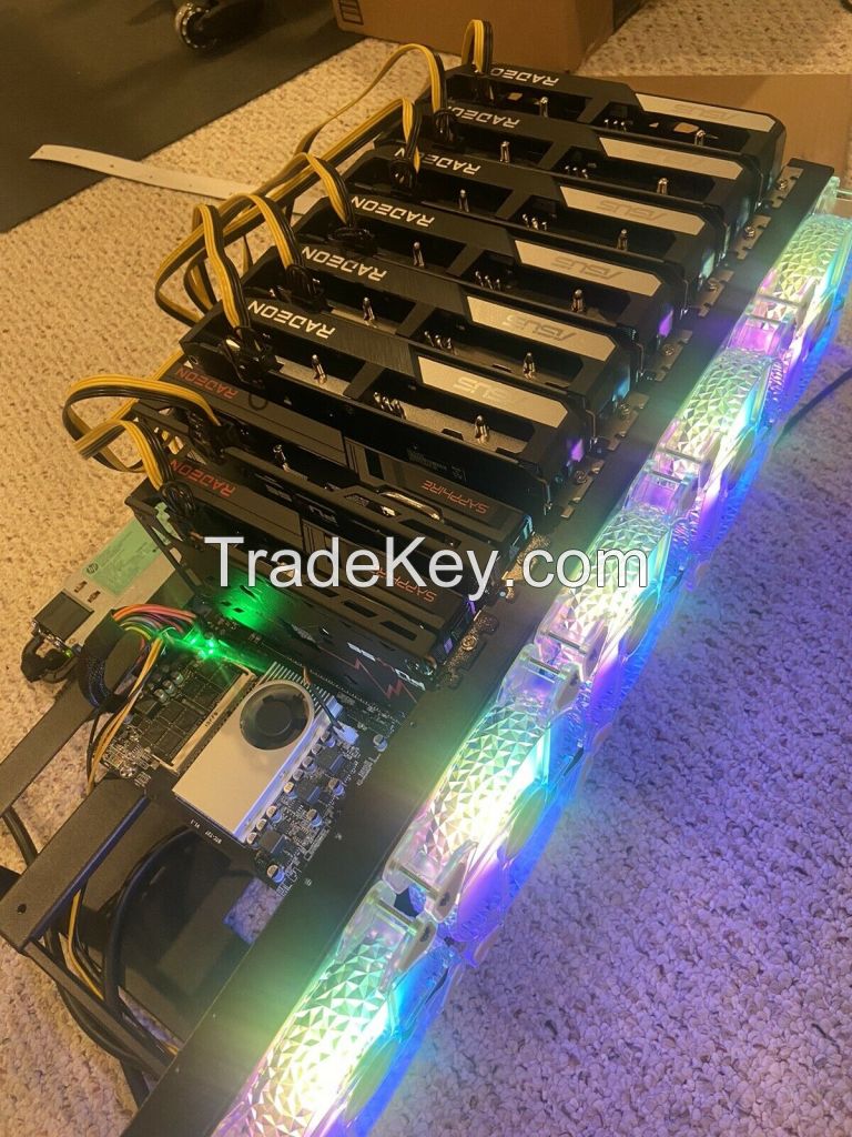 Cryptocurrency Mining Rig 8 GPU 6600 Xt ETH HIVE OS NON LHR 238 Mh 367W