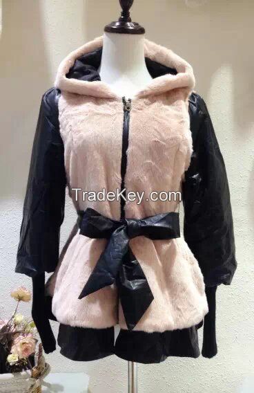 3 colors Lady coat with hat for sales