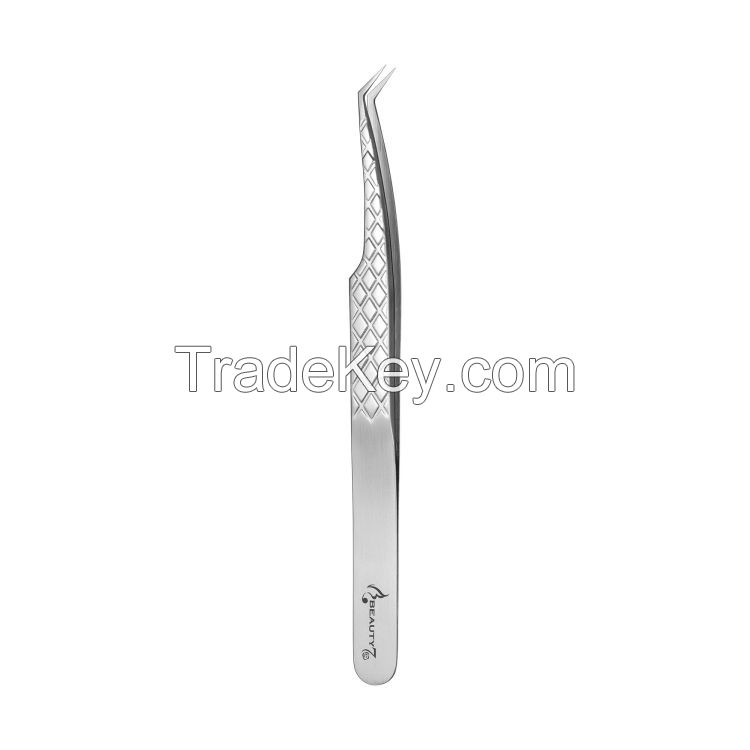 Eyelash Tweezers L Shape Silver Stainless Steel Tweezers