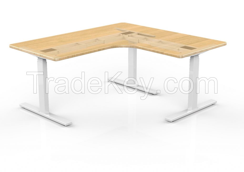 Nice quality L shaped height adjustable desk