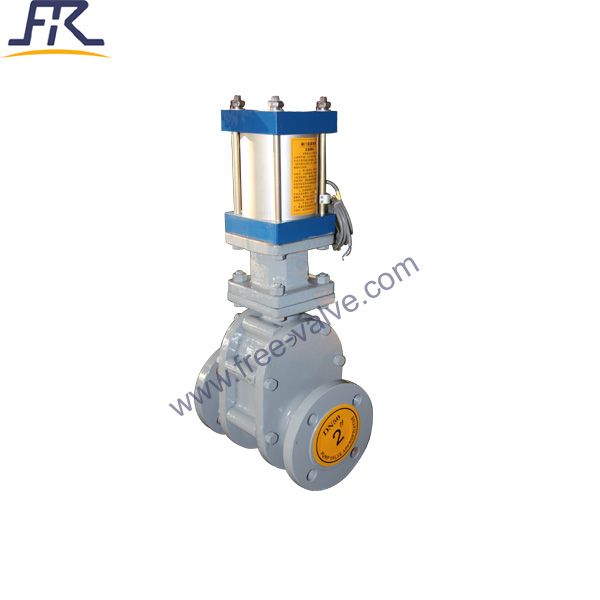 DN50 Pneumatic ceramic lined double disc gate valve